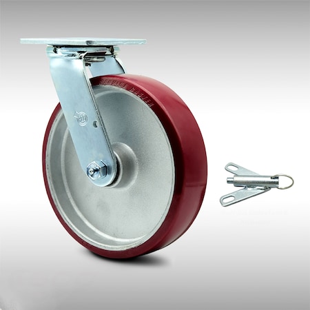 Service Caster 8 Inch SS Poly on Aluminum Swivel Caster with Ball Bearing and Swivel Lock SCC SCC-SS30S820-PAB-BSL